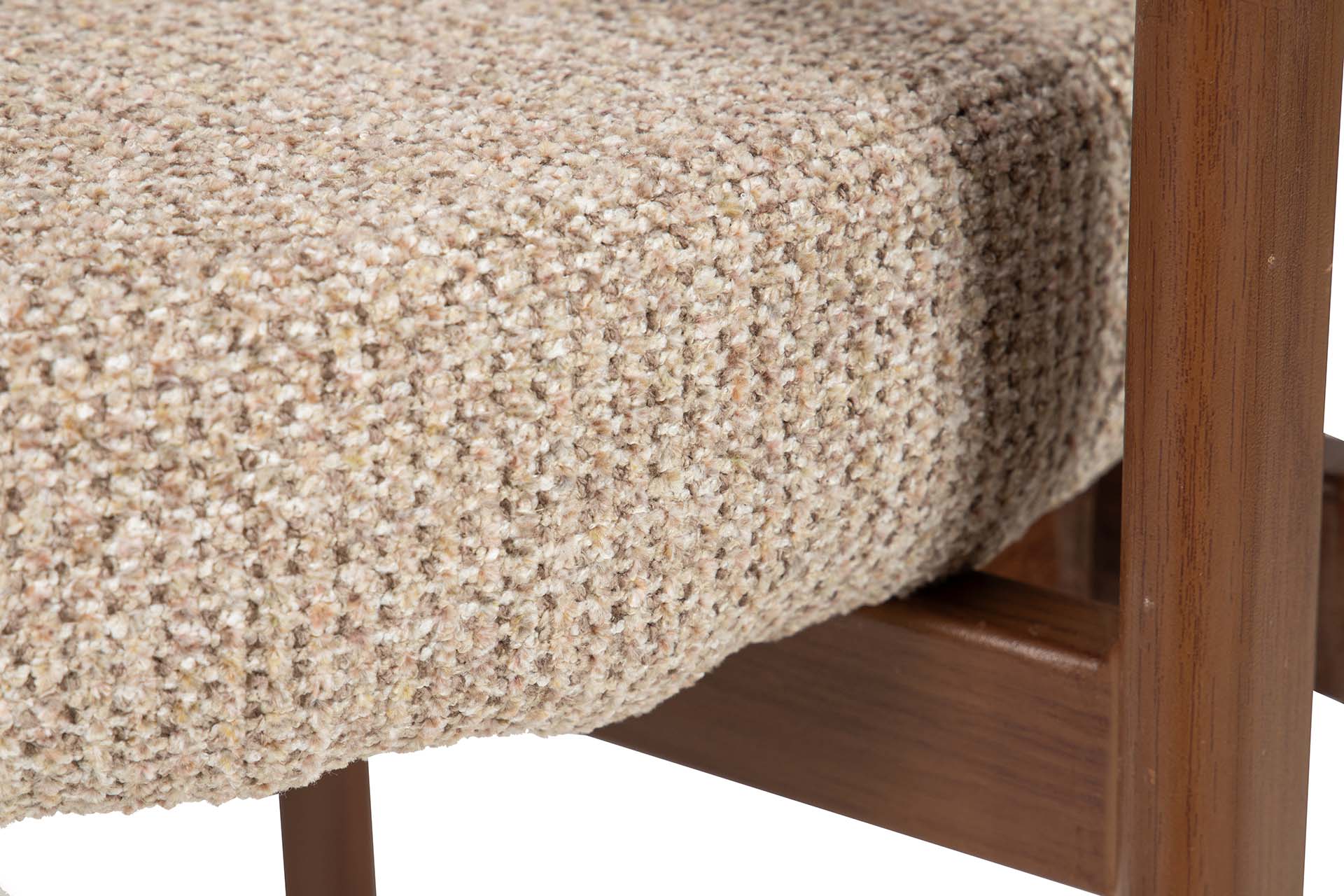 Silla de comedor con base metálica efecto nogal y tapizado