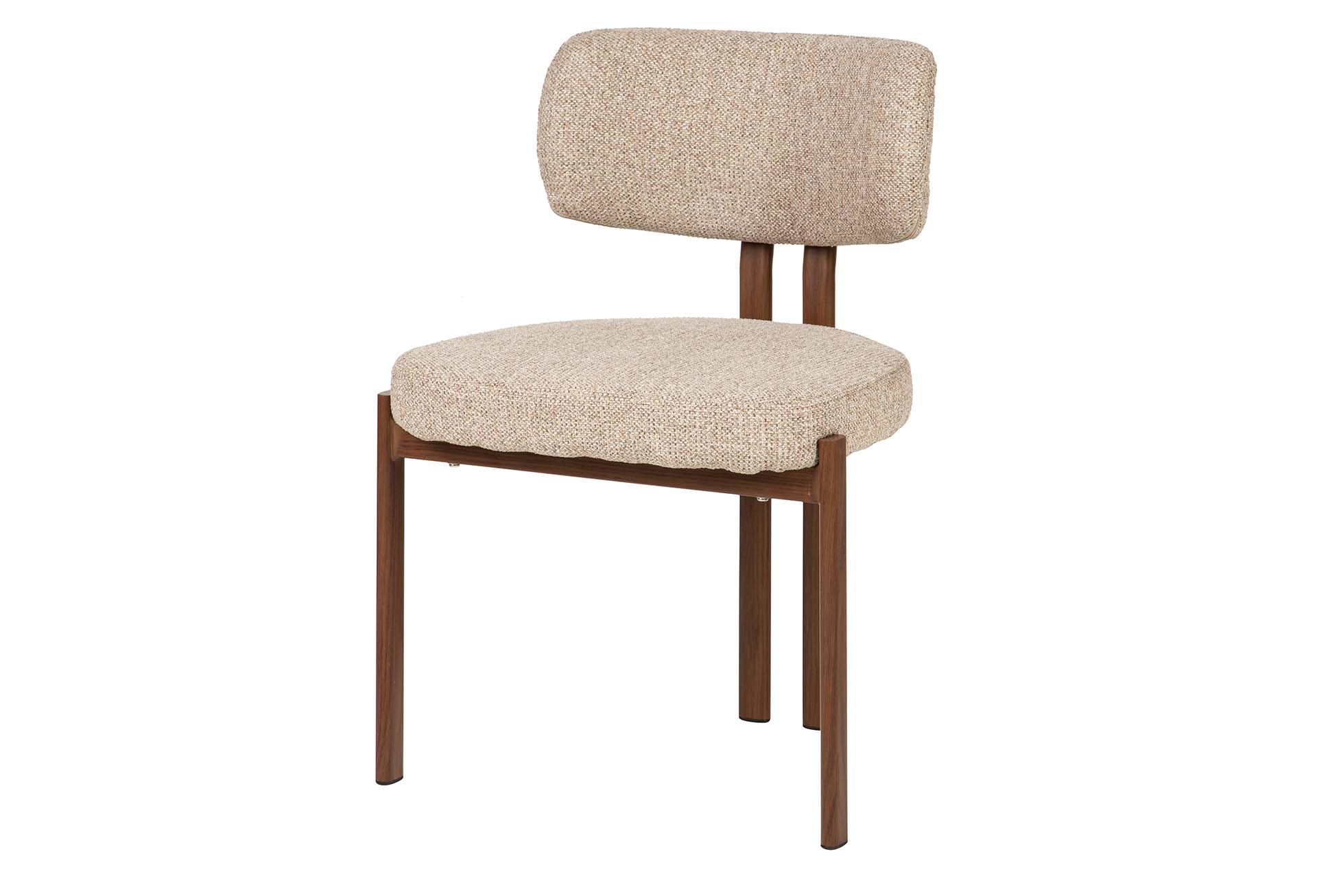 Silla de comedor con base metálica efecto nogal y tapizado