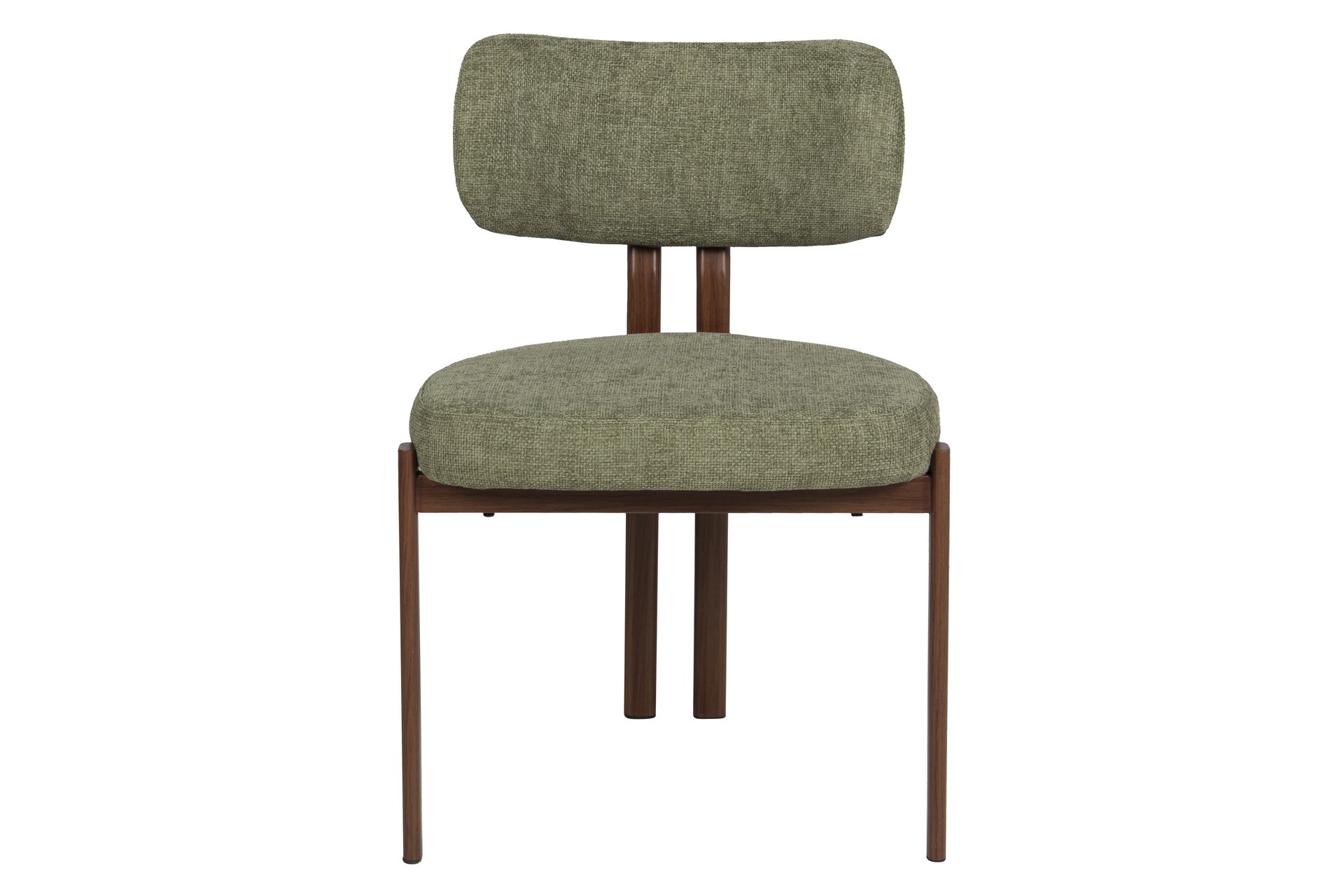 Silla de comedor con base metálica efecto nogal y tapizado