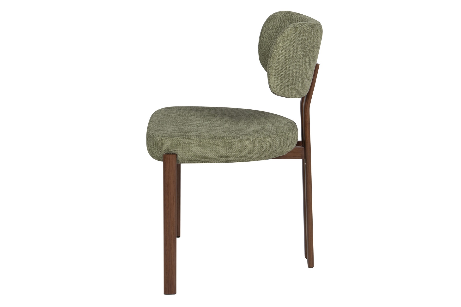 Silla de comedor con base metálica efecto nogal y tapizado