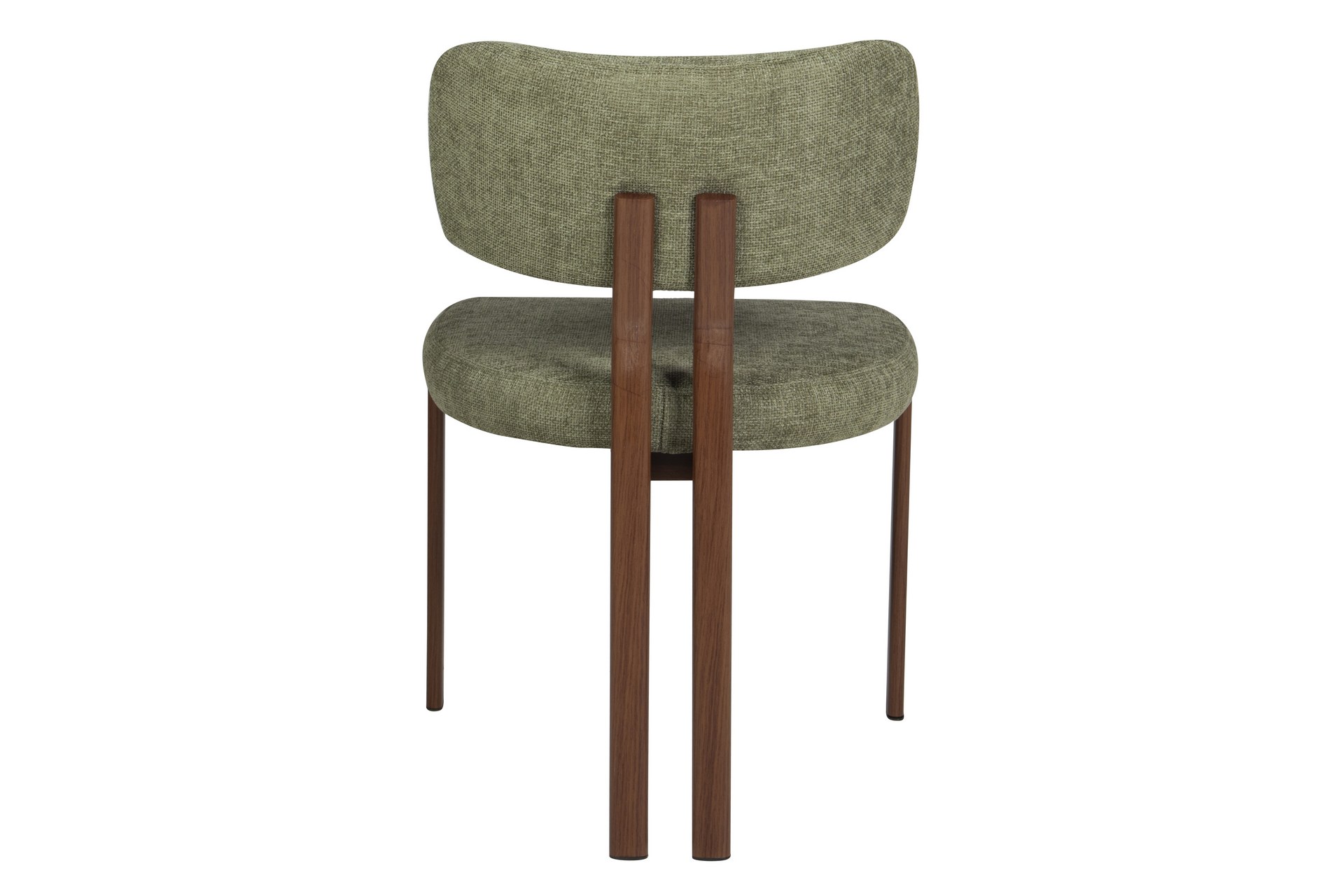 Silla de comedor con base metálica efecto nogal y tapizado