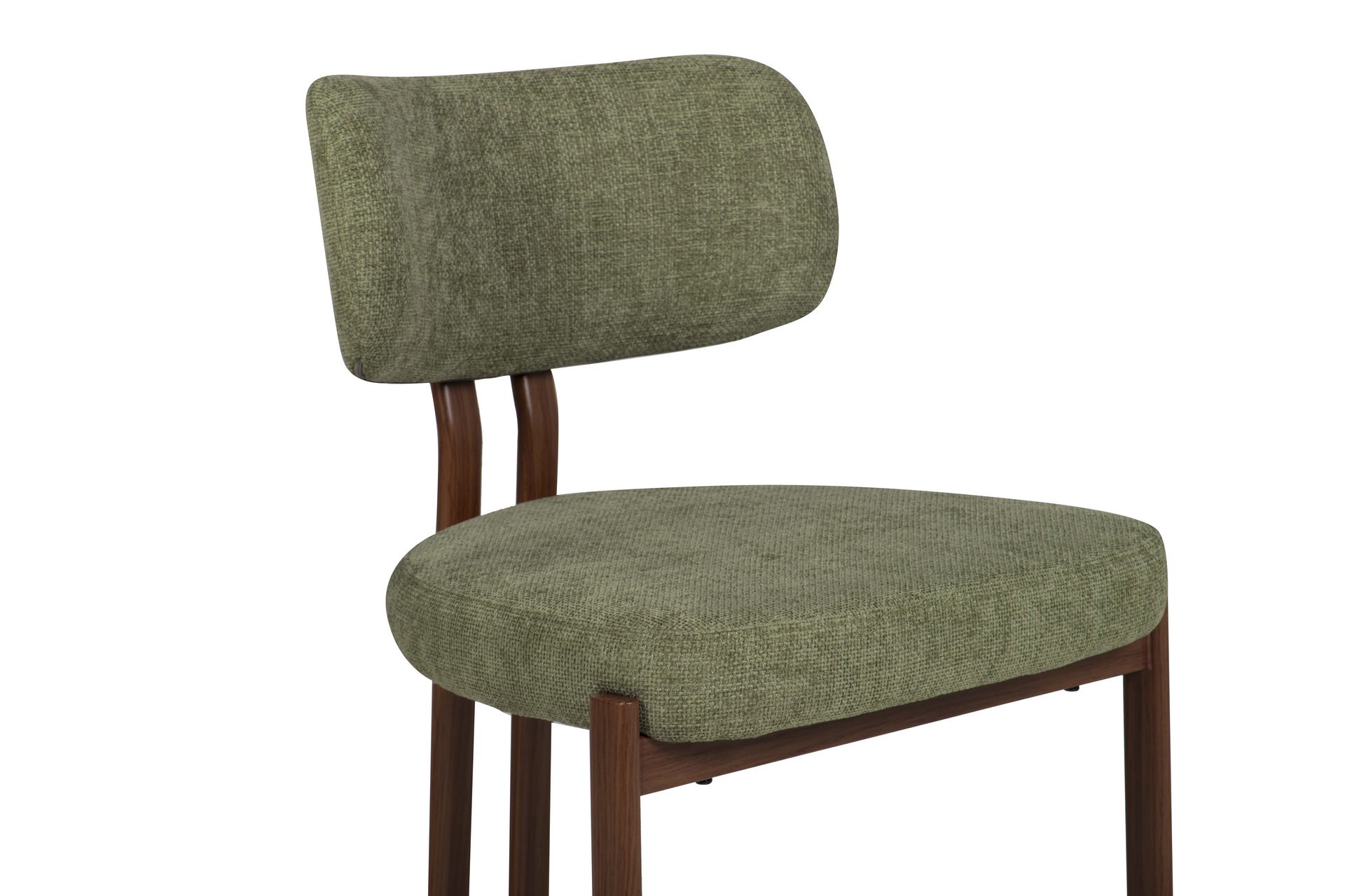 Silla de comedor con base metálica efecto nogal y tapizado