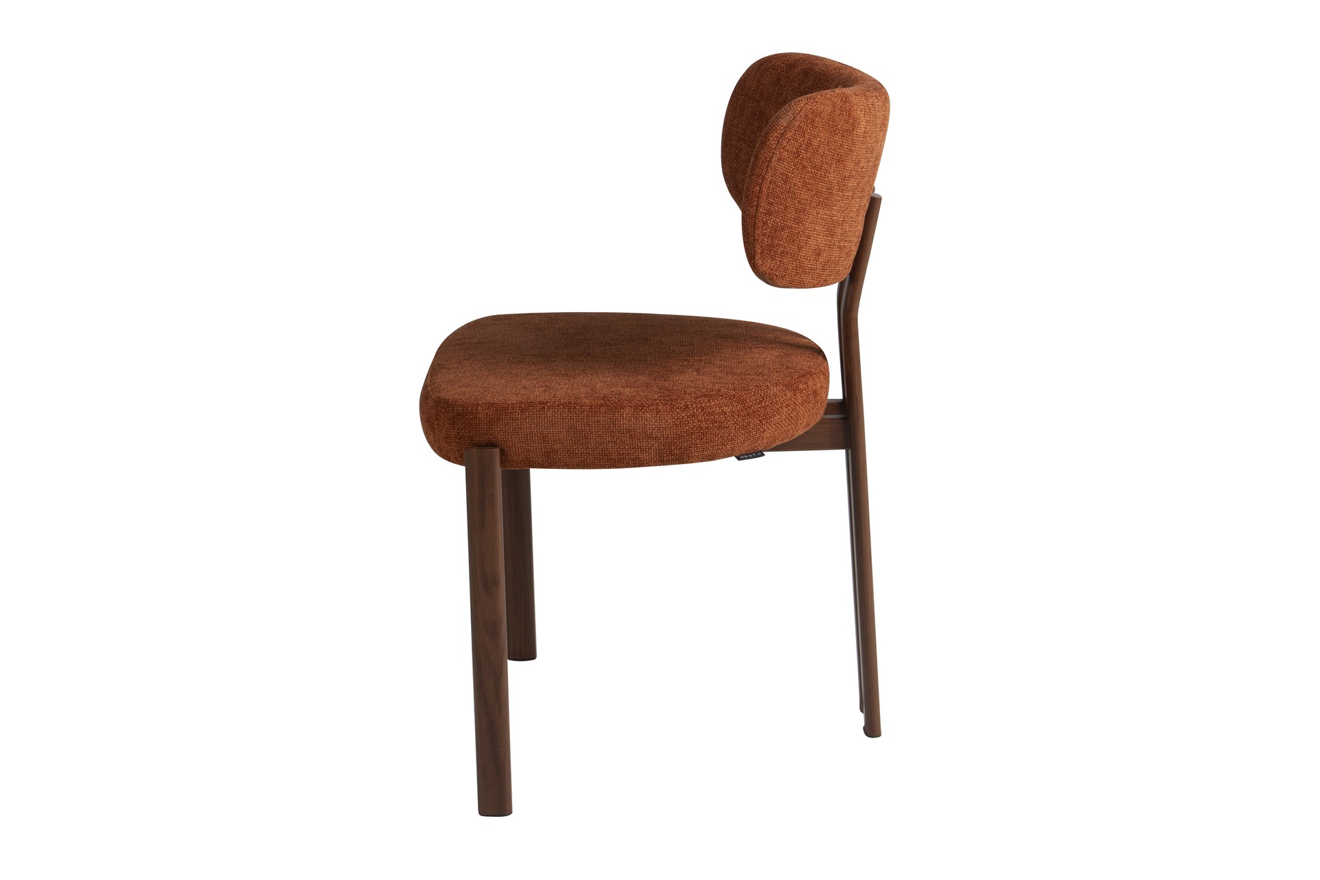 Silla de comedor con base metálica efecto nogal y tapizado