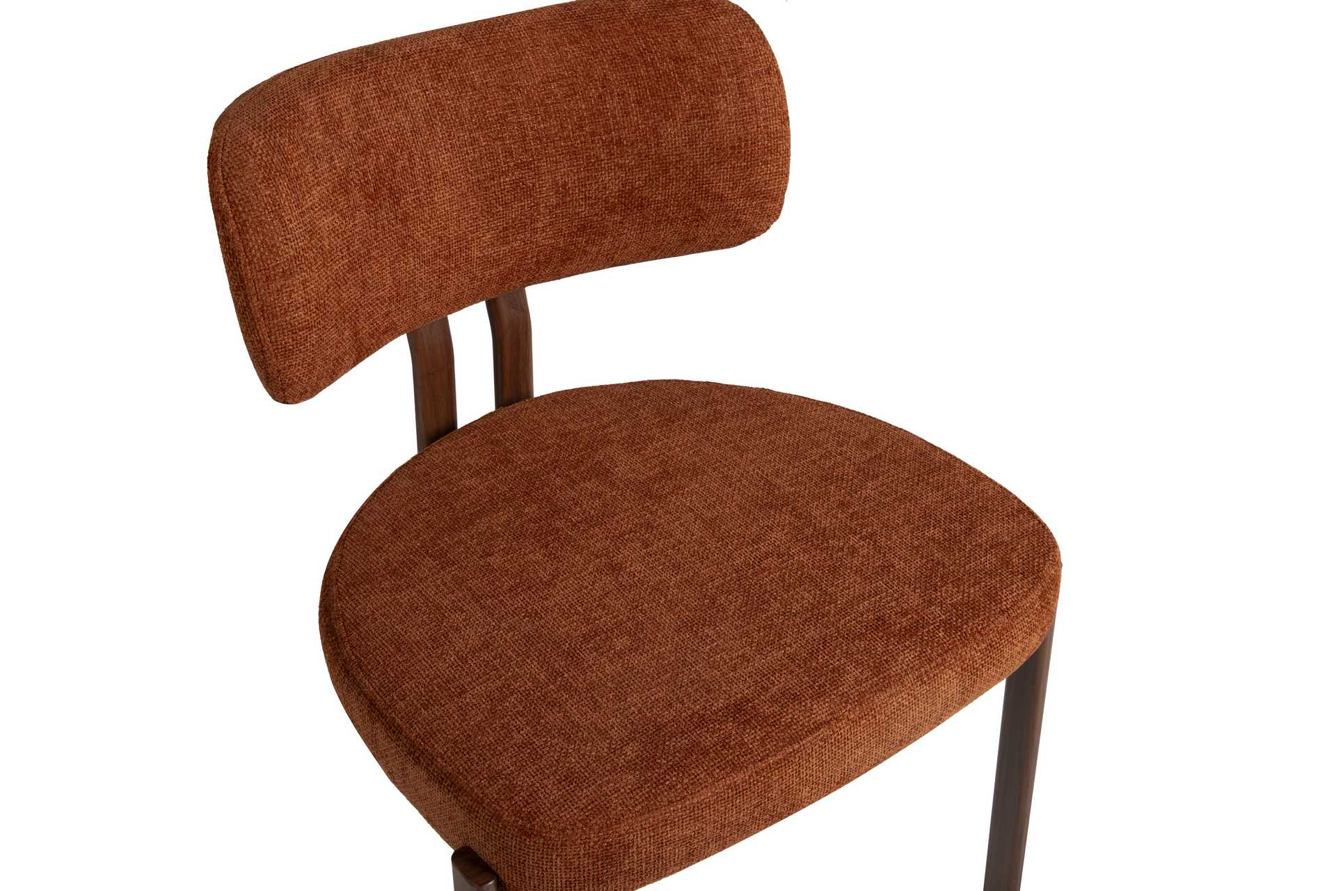Silla de comedor con base metálica efecto nogal y tapizado
