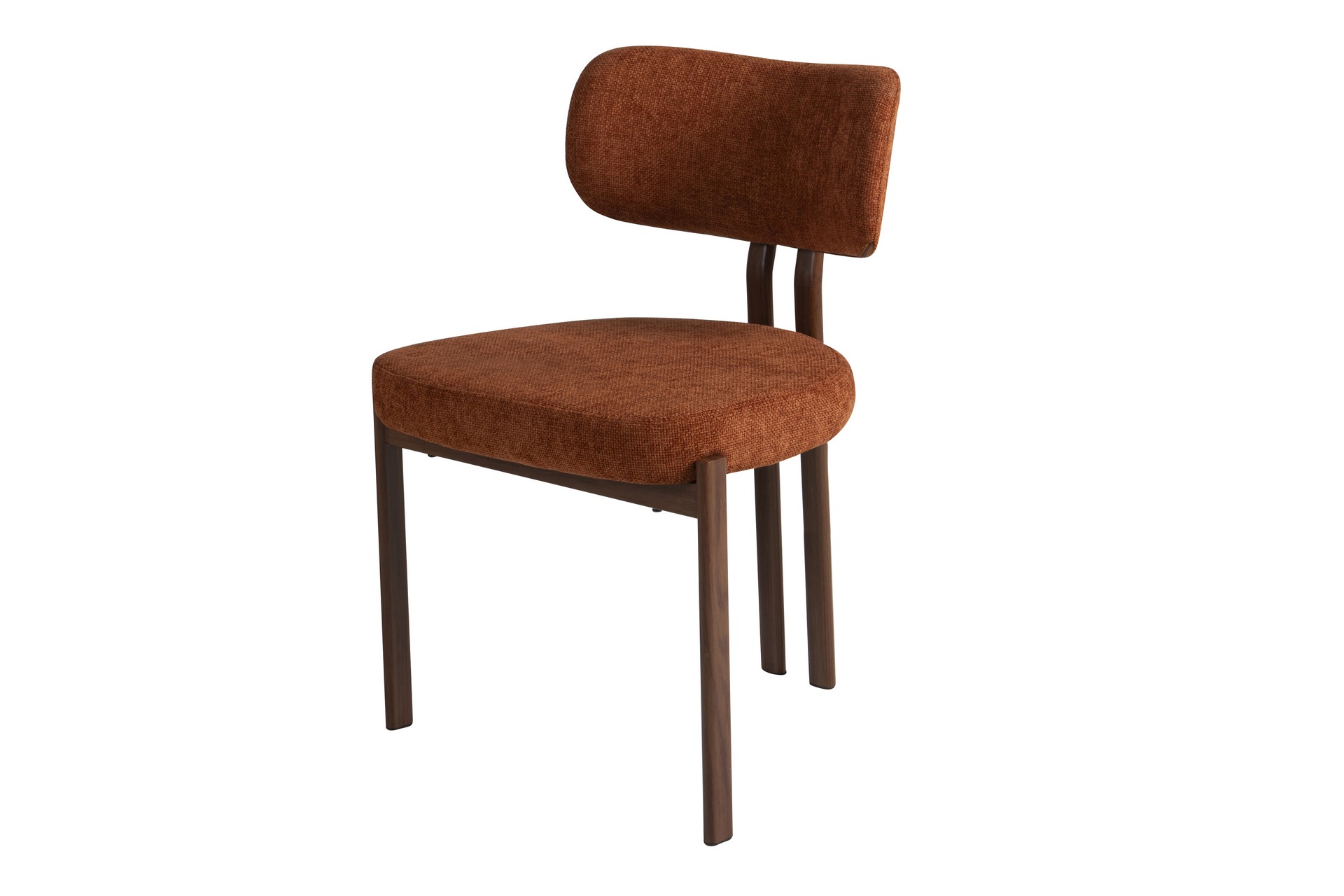 Silla de comedor con base metálica efecto nogal y tapizado