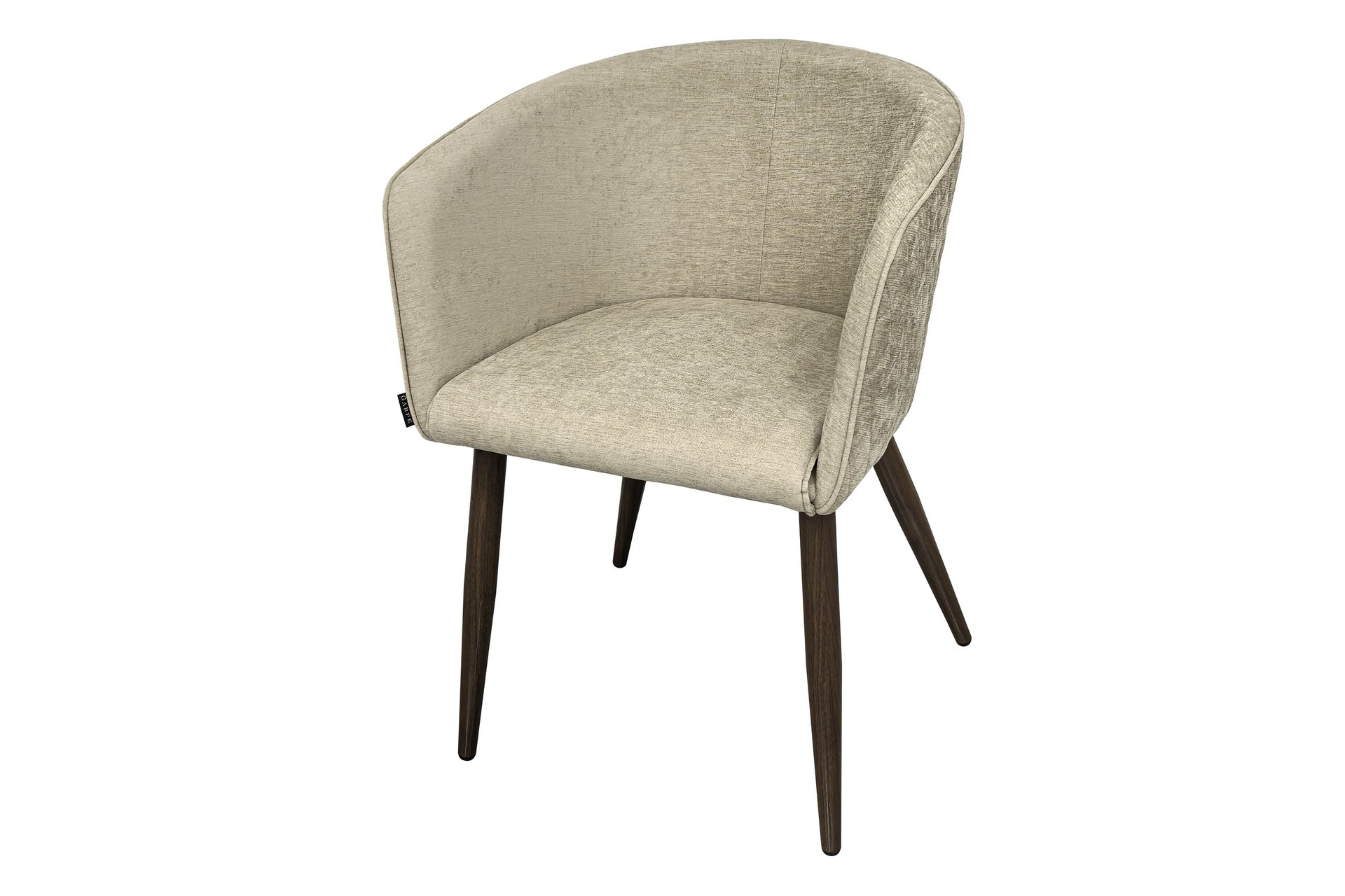 Silla de comedor con base metálica efecto nogal y tapizado