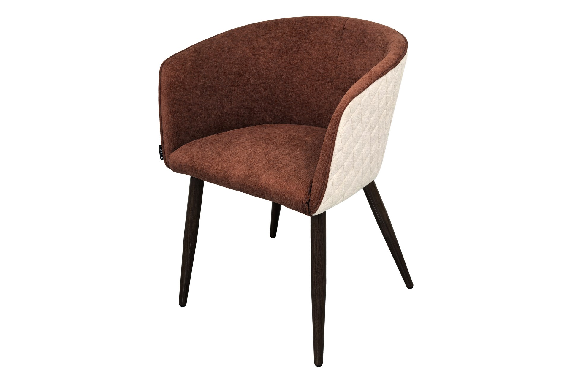 Silla de comedor con base metálica efecto nogal y tapizado rojo
