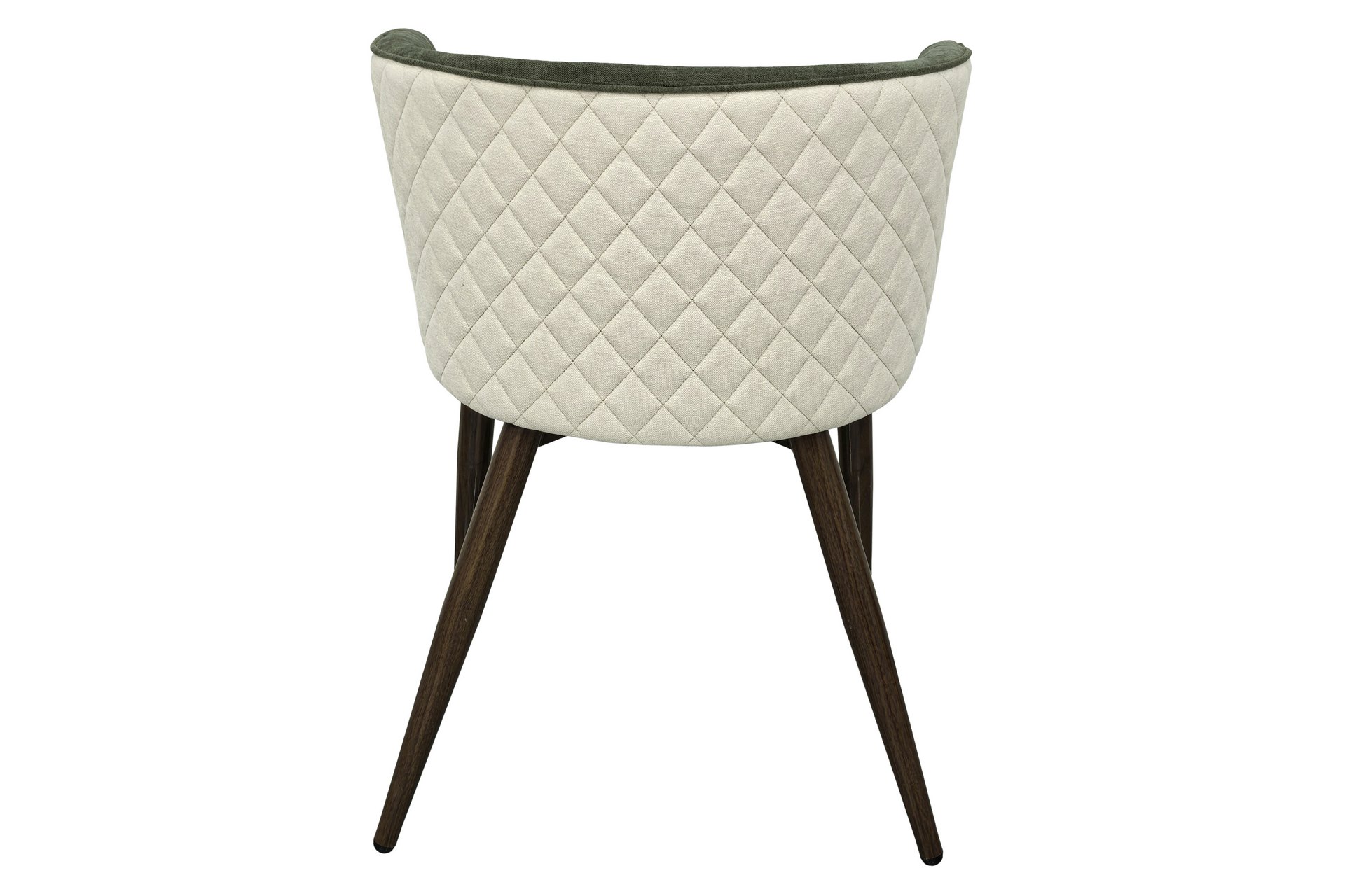 Silla de comedor con base metálica efecto nogal y tapizado verde