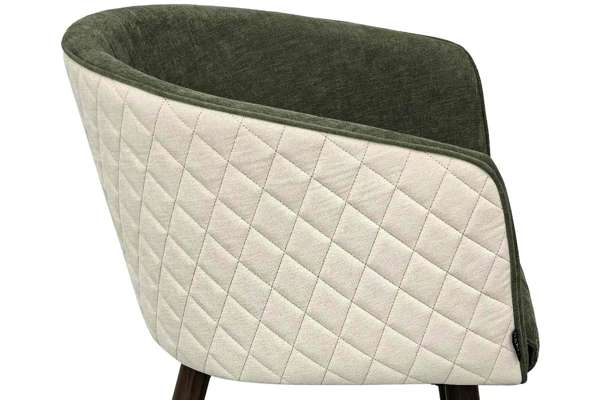 Silla de comedor con base metálica efecto nogal y tapizado verde