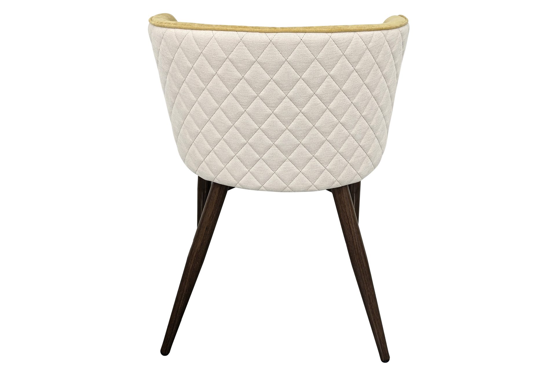 Silla de comedor con base metálica efecto nogal y tapizado amarrillo