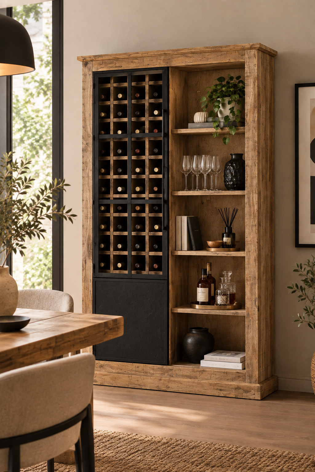 Vitrina de Madera con Botellero y Estantes Artisa hogar