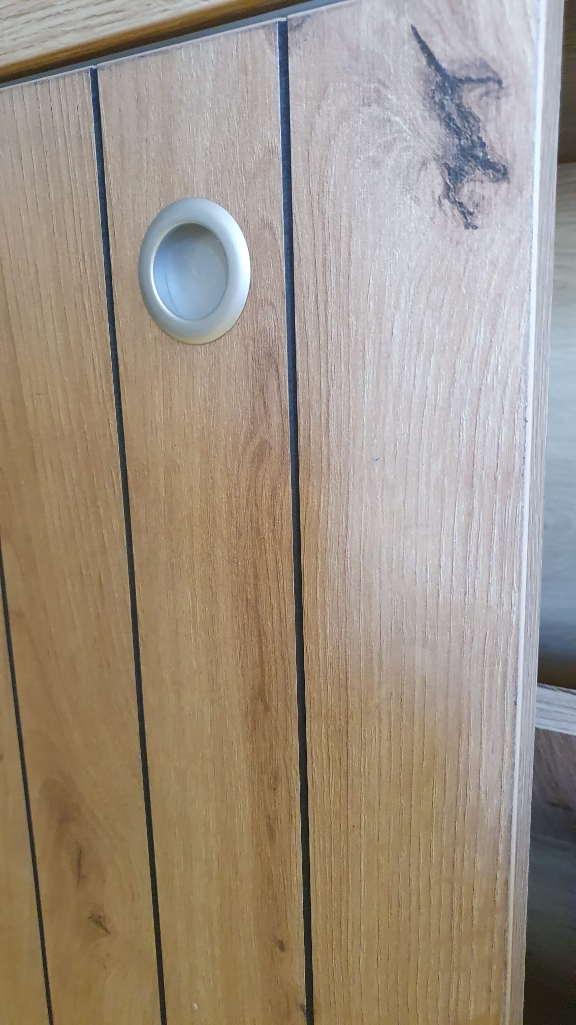 Mueble Zapatero en color roble amazonas con puerta corredera moderno y funcional