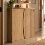Mueble Zapatero en color roble amazonas con puerta corredera moderno y funcional