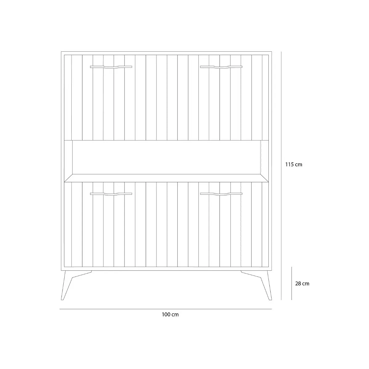 Dimensiones mueble modelo 313 Artisa blanco combinado con varillado en roble amazonas