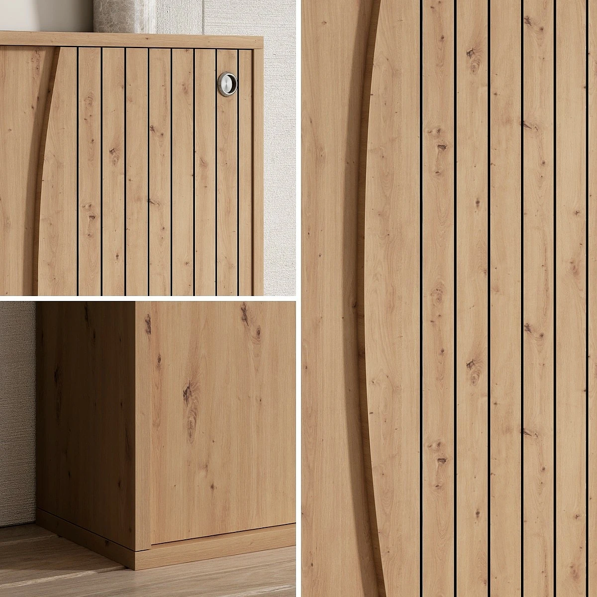 Mueble Zapatero en color roble amazonas con puerta corredera moderno y funcional